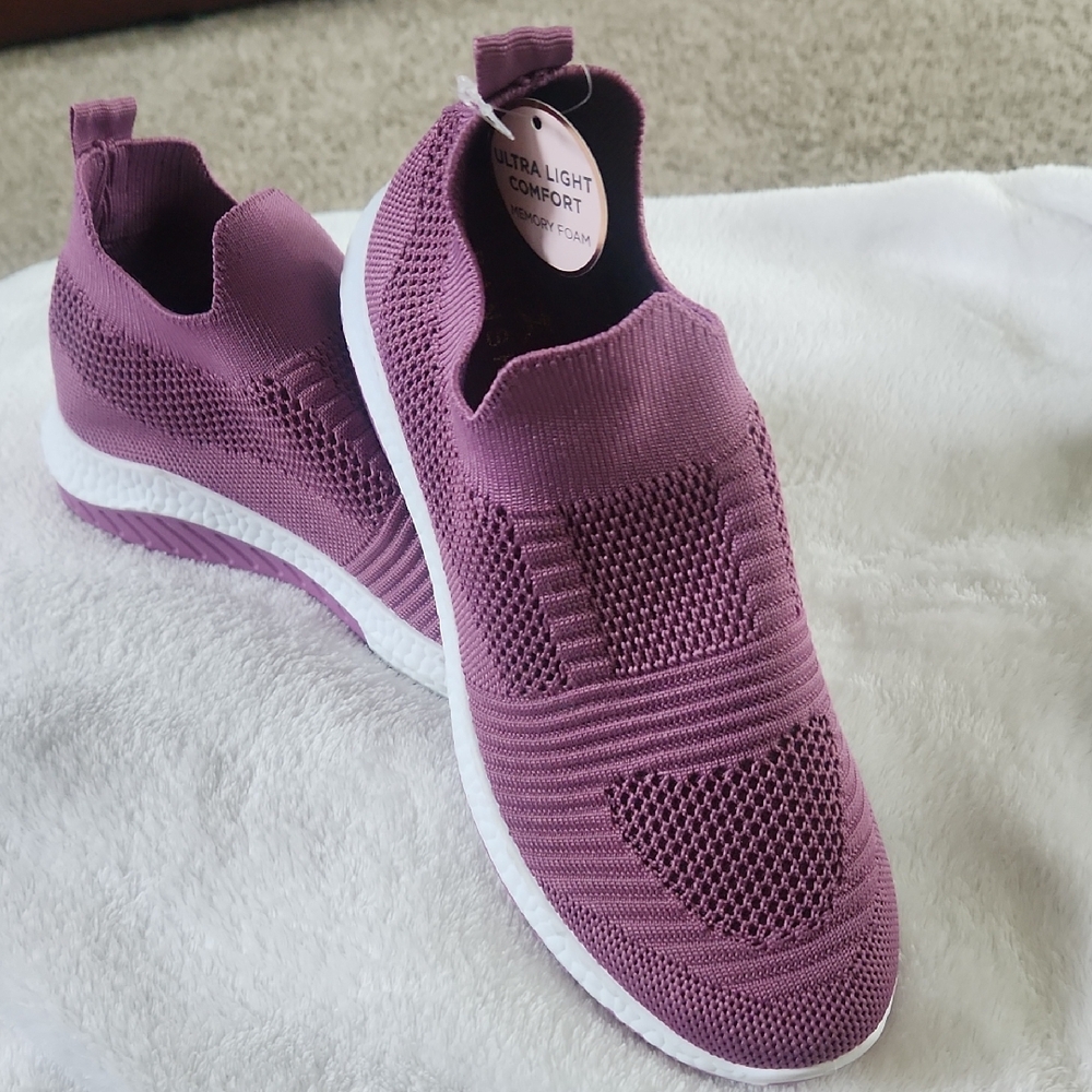 Danskin Women's Slip-On Knit Athletic Sneakers - Plum